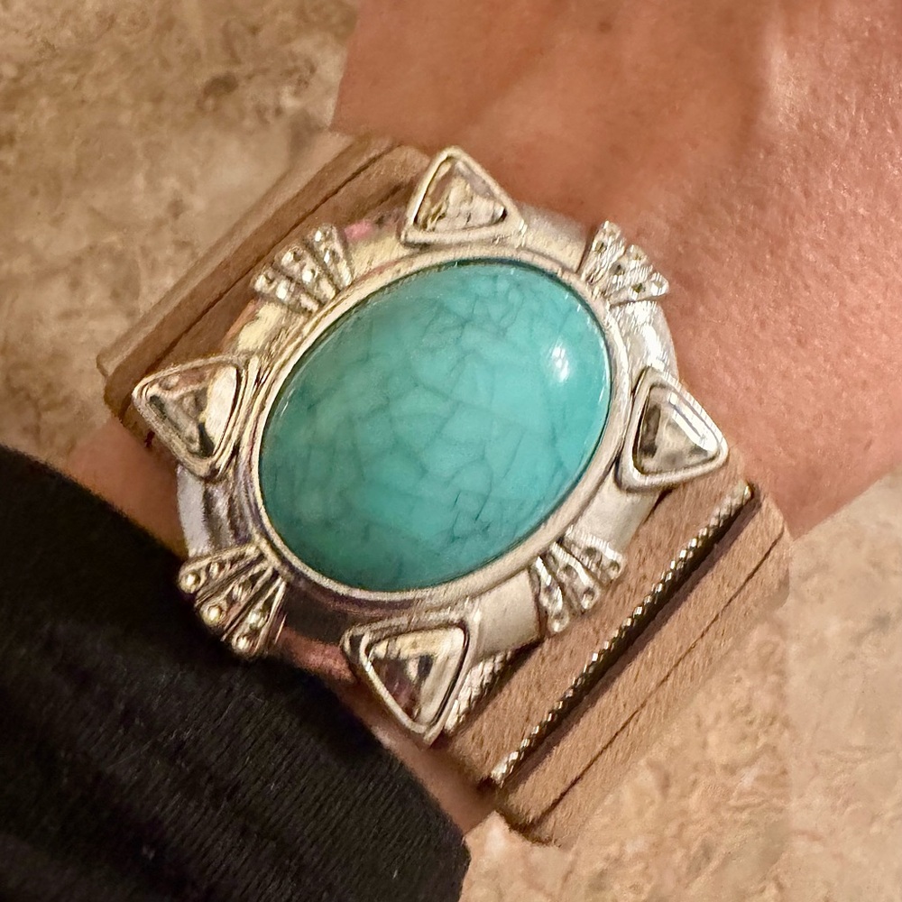 Turquoise and Silver Statement Bracelet